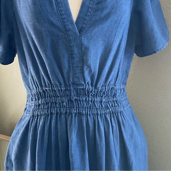 Anthropologie Somerset Maxi Dress Denim Chambray Western Tiered size L - Picture 11 of 16